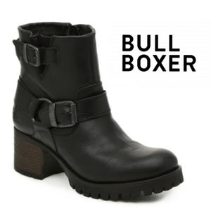 Bullboxer Black Carly Leather Moto Ankle Boots 11